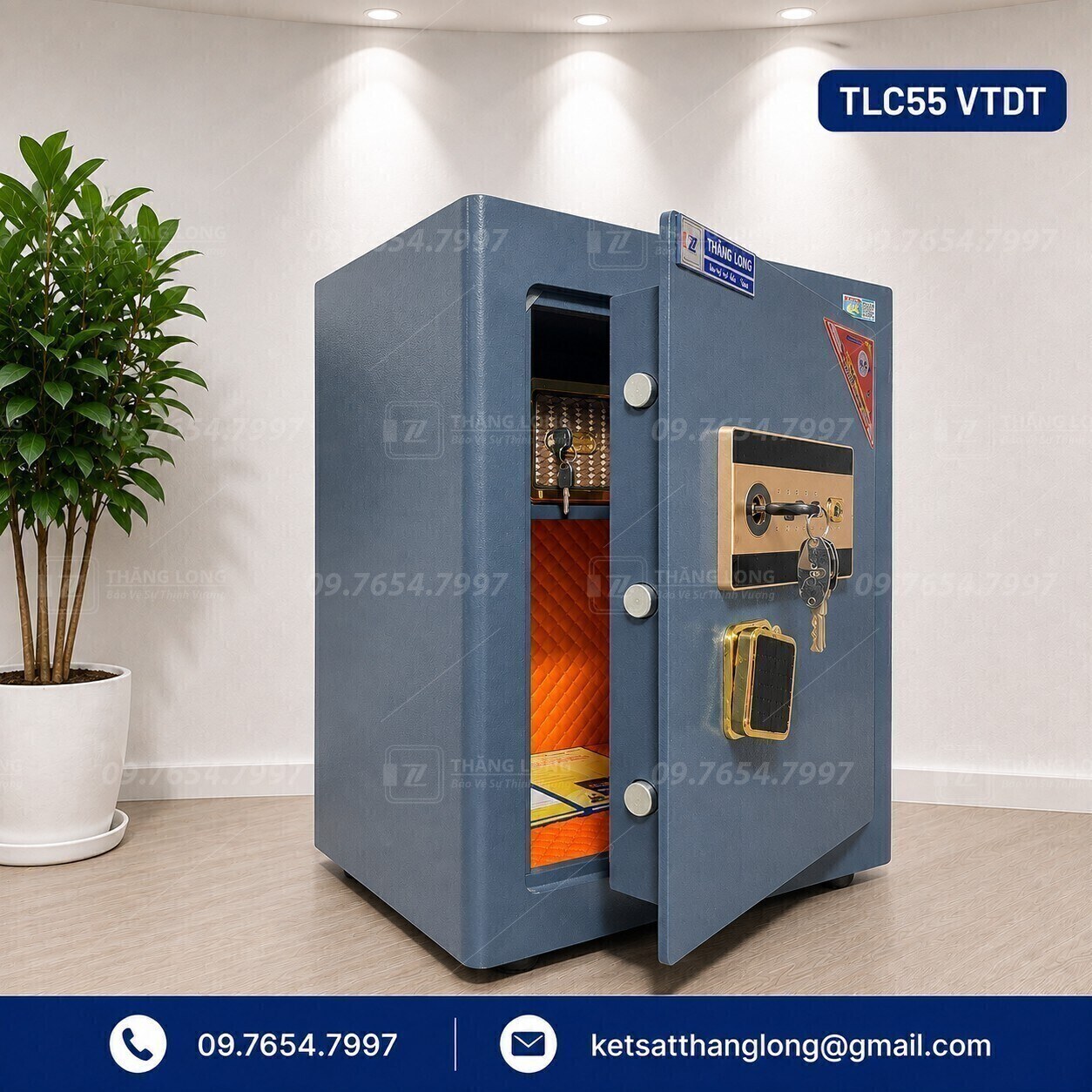 Két sắt vân tay điện tử TLC120VTDT chính hãng Thăng Long | Dung tích lớn, bảo mật toàn diện - Ảnh 2
