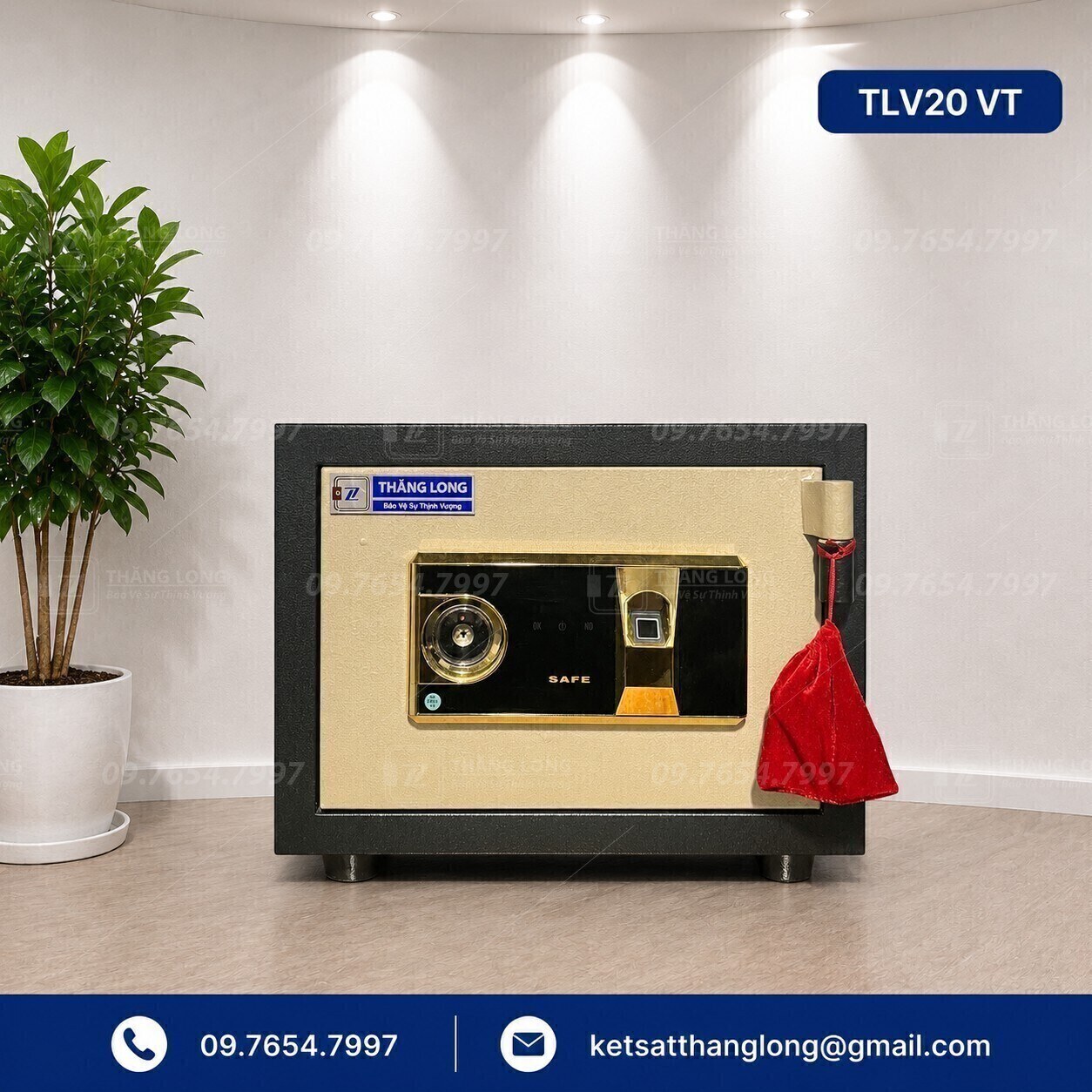 Két sắt vân tay TLV25VT chính hãng Thăng Long | Bảo mật sinh trắc học, nhỏ gọn, giá tốt